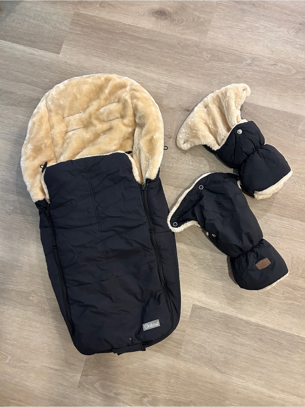Stroller Sherpa-Lined Baby Footmuff bunting bag and hand muff set